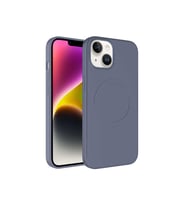 Apple iPhone 14 Uyumlu Kılıf M-safe Wireless Şarj Özellikli Pastel Renk Silikon Zore Plas Kapak (Koyu Lila)