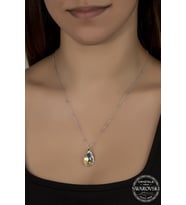 Union Swarovski Crystal Kadın 22 mm Top Zincirli Damla Gümüş Kolye