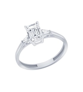 Diamond Line-Gülaylar Beyaz Altın 14 Ayar Baget Taşlı Yüzük
