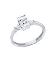 Diamond Line-Gülaylar Beyaz Altın 14 Ayar Baget Taşlı Yüzük