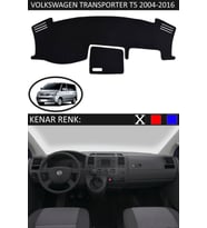 Volkswagen Transporter T5 2004-2016 Için Uygun Torpido Koruma Halısı Siyah Kenar Renk Siyah