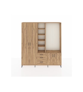 Arges Gardrop 13 Raflı 3 Çekmeceli 4 Kapaklı 220x30x243 Çam-Çam