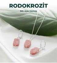 Luxtone Sertifikalı Rodokrozit Set 925 Ayar Gümüş Kolye Küpe Kadın Takı LX1140ST