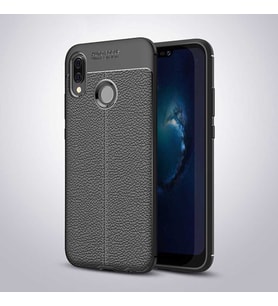 Huawei P20 Lite Kılıf Esnek Pu-Deri Leather-Pu Serisi Protected Case (Siyah)