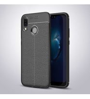 Huawei P20 Lite Kılıf Esnek Pu-Deri Leather-Pu Serisi Protected Case (Siyah)