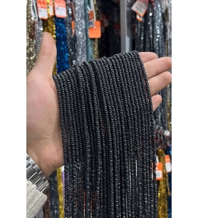 Hematit Taşı Dalgalı Rondela Kesim Mat Siyah 4x2mm Doğal Taş Dizi