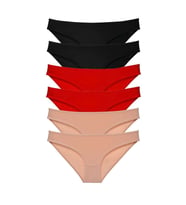 6 adet Süper Eko Set Likralı Kadın Slip Külot Siyah Kırmızı Ten