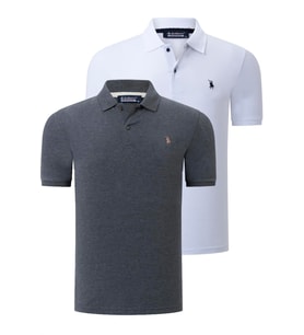 İKİLİ SET T8561 DEWBERRY ERKEK TSHIRT-ANTRASİT-BEYAZ
