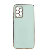 Samsung Galaxy A52 Kılıf Kenarları Gold Kamera Korumalı Renkli Pastel Silikon Açık Yeşil BARK (Açık Yeşil)