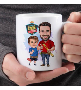 Mimar Baba ve Oğlu Karikatürlü Kupa Bardak