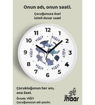 İsme Özel Balina Çocuk Odası Duvar Saati Orta Boy 30 cm Beyaz Camlı Sessiz