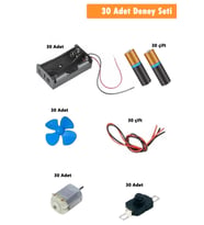 30 lu Set Motor Deney Seti - Ortaokul Deney Seti Fen Dersi Deneyi Elektirik Deneyi (Çok Renkli)