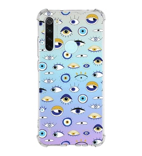 PrintiFy Xiaomi Redmi Note 8 Uyumlu Nazar Boncuğu 2 Baskılı Şeffaf Köşe Korumalı Antişok Kılıf