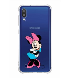 Samsung Galaxy M10  Köşe Korumalı Antişok Kapak Minnie Mouse Tasarımlı Şeffaf  Kılıf