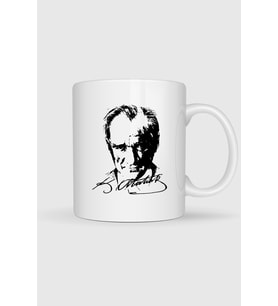 Mustafa Kemal Atatürk İmzalı Portre Tasarımlı Kupa Bardak