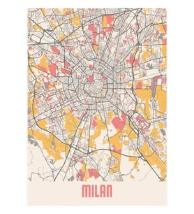 Milano Italya Tebeşir Şehir Haritası Tablo Ahşap Poster Dekoratif