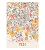 Milano Italya Tebeşir Şehir Haritası Tablo Ahşap Poster Dekoratif
