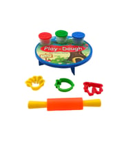 Play Dough Oyun Hamuru Seti Sofralı Merdaneli 3 Renk Hamurlu Kalıplı Oyun Hamuru Seti (Mavi)
