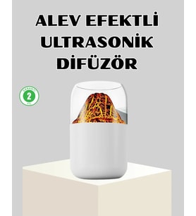Ultrasonik Alev Efektli Aromaterapi Difüzörü USB Şarjlı ve Otomatik Kapanma Özellikli
