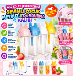 Mey İthalat® 4'lü Kolay Şekillendirici Sevimli Çocuk Meybuz & Dondurma Kalıbı AP-9179 (adet fiyatıdır)