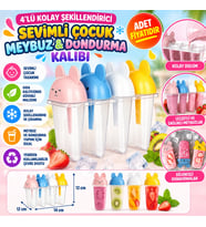 Mey İthalat® 4'lü Kolay Şekillendirici Sevimli Çocuk Meybuz & Dondurma Kalıbı AP-9179 (adet fiyatıdır)
