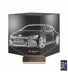 Luvivia Araba Volkswagen Scirocco Kişiye Özel 3D Lamba - Masa Gece Lambası
