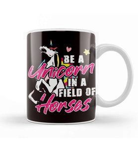Be Unicorn In Field Of Horses Magic Fantasy Motivation Kupa Bardak Porselen
