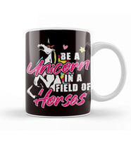 Be Unicorn In Field Of Horses Magic Fantasy Motivation Kupa Bardak Porselen