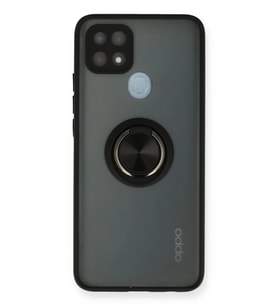 Newface Oppo A15 Kılıf Montreal Yüzüklü Silikon Kapak - Siyah