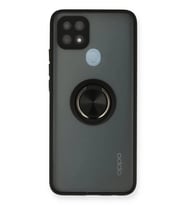 Newface Oppo A15 Kılıf Montreal Yüzüklü Silikon Kapak - Siyah