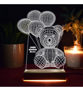 Pelüş Ayıcık Tasarımlı 3d Led Lamba