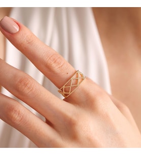 14K Altın Piramit Yüzük Desing (Çok Renkli)