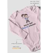 Sıkıntı Yok! Dayım Arkamda Baskılı Bebek Zıbını – Çıtçıtlı Body  %100 Pamuk Uzun Kol (Bebek Pembesi)