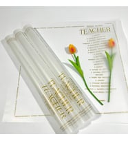 Öğretmenler Gününe Özel Çiçek Buket Kağıdı Şeffaf Zemin Mat Opp 55x55cm-10 Sayfa (Beyaz)