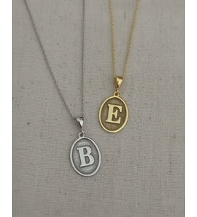 925 Gümüş  Vintage Plaka Kolye (Gold)