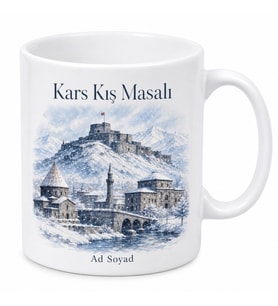 Kars Kış Masalı Baskılı Kupa Bardak Hediye Porselen Mug Kış Temalı