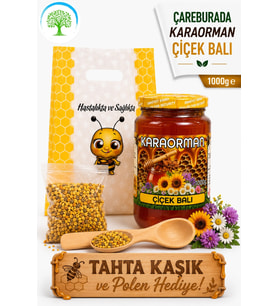Karaorman Çiçek Balı 1000g Tahta Kaşık ve Polen Hediye