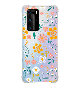Huawei P40 Pro Uyumlu Köşe Korumalı Antişok Kapak Çiçek Tasarımlı Şeffaf Kılıf