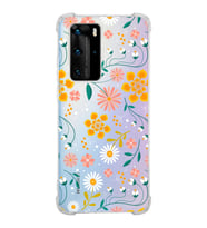 Huawei P40 Pro Uyumlu Köşe Korumalı Antişok Kapak Çiçek Tasarımlı Şeffaf Kılıf