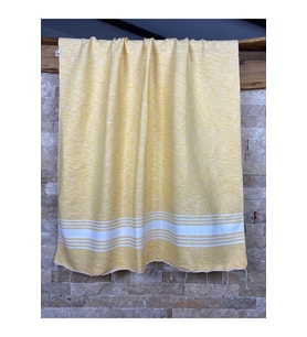 El Dokuması Pamuklu Sarı 90x190 Plaj Sauna Peştemal