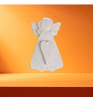 Dekoratif Kanatlı Melek Obje, Taş Tozu Ham Beyaz El Yapımı, Ev Dekoru, Masa Dekoru, Biblo