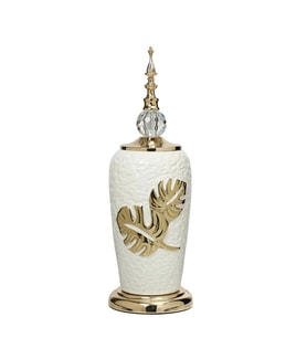 Vitale Yakut Silver Kapaklı Gold Vazo 15x15x43 cm AK.JE0176