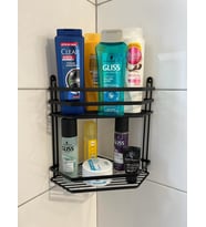 YAYLI HOME İKİ KATLI SİYAH BANYO KÖŞE RAFI