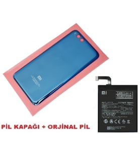 Tkgz Xiaomi Mi 6 Arka Kapak Batarya Pil Kapağı + PİL (CAM) MAVİ