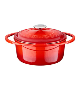 Lava Döküm Yuvarlak Tencere Döküm Demir Kapak Heritage Serisi Çap(Ø)24cm (Kırmızı)