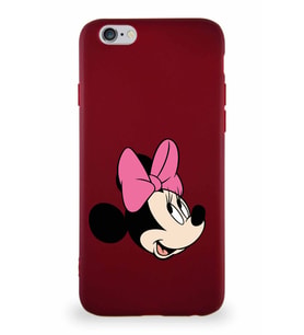 Apple iPhone 6S Soft Premier Kapak Minnie Mouse-A Tasarımlı Silikon Kılıf - Mürdüm (Şeffaf)