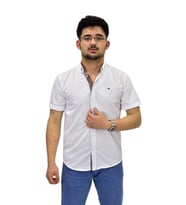 Erkek Spor Silim Fit Kısa Kol Gömlek BGL-ST04480 (Beyaz)