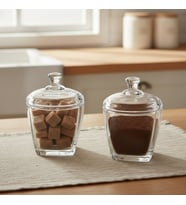 Sina 2’li Kapaklı Cam Şekerlik Seti 2 x 275 ml. (Şeffaf)