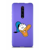 Xiaomi Mi 9T Soft Premier Kapak Donald Duck-E Tasarımlı Silikon Kılıf - Mor (Şeffaf)