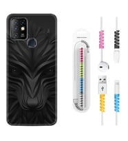 INFINIX Hot 8 9 10 11S Hot 10 Play 10T Kılıf Kablo Koruma Spiral Silikon Black Fox 1325